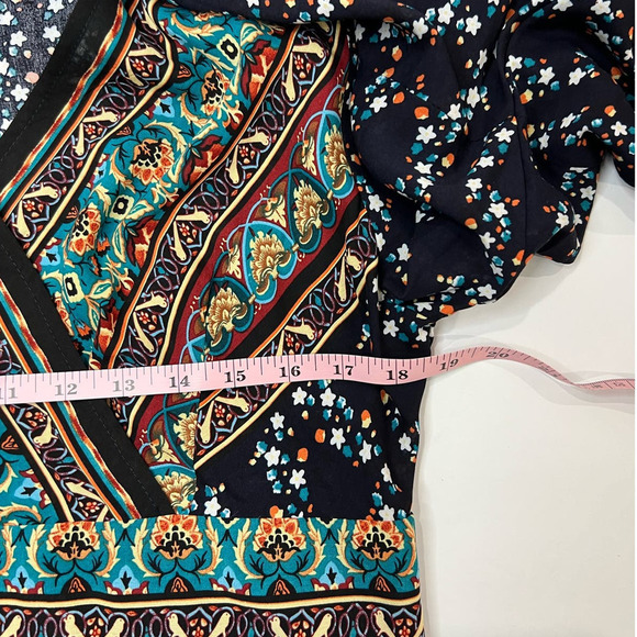 NWOT SHEIN Plunging Neck Tribal Print Floral Motif Maxi Dress Boho Dress 12/XL - Picture 8 of 12